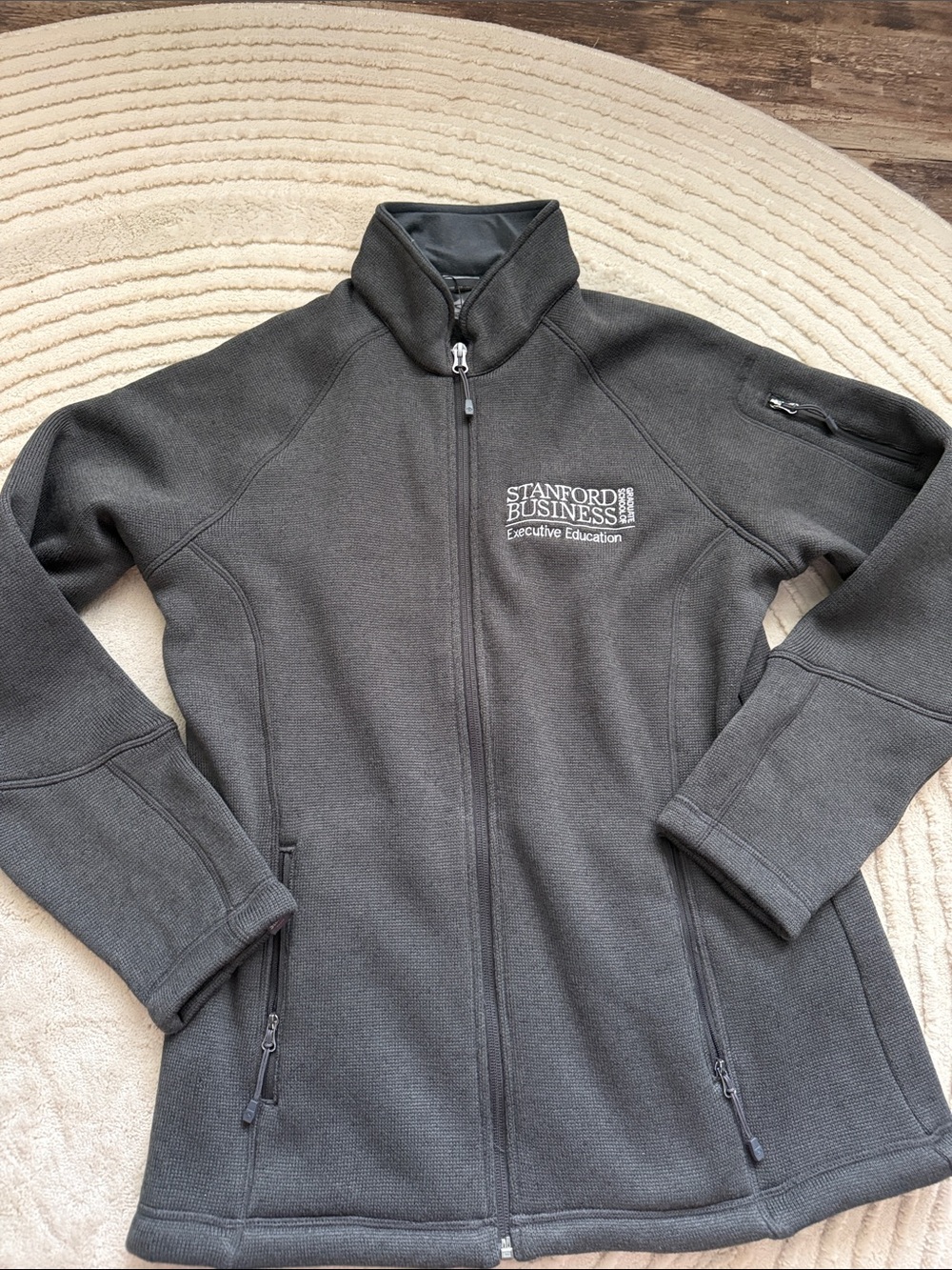 Stanford Business Executive Education Charcoal Gray Zip Fleece Jacket